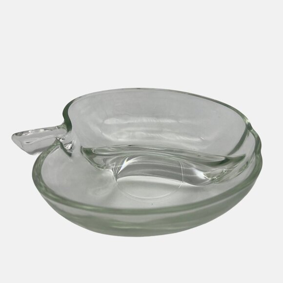 Apple Shaped Clear Glass Divided Snack Dish 6.5" x 6" Nuts Candy - Picture 5 of 5
